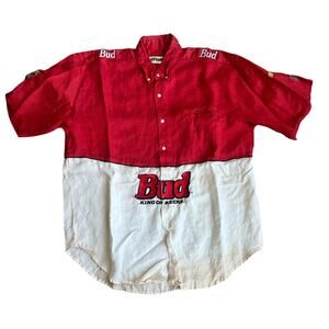 Vintage Bud Budweiser Red Shirt Jeff hamilton Mens 2XL